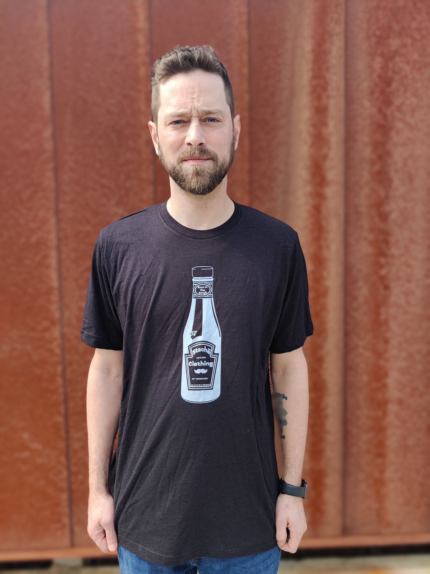 Stache ketchup bottle