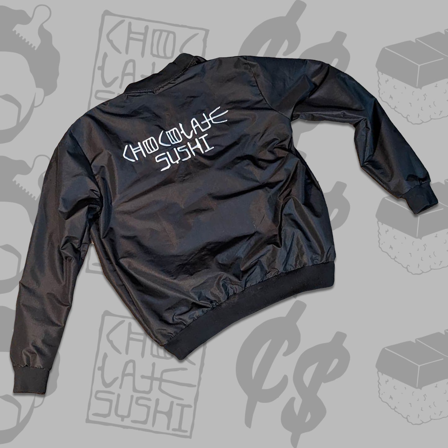 Chocolate sushi bomber jacket