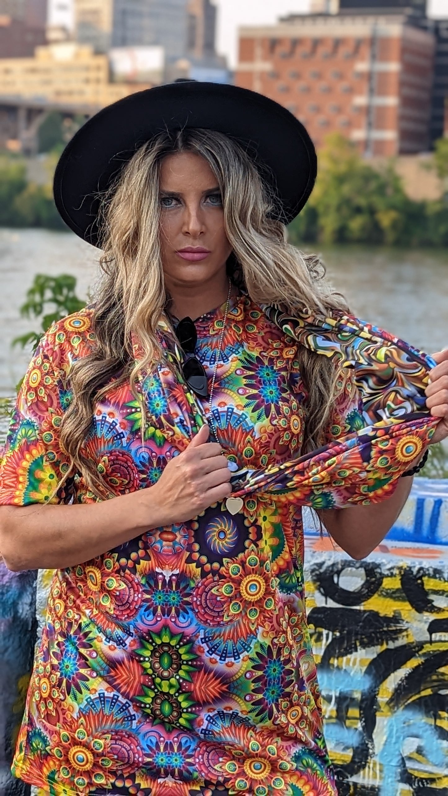 Geometric trippy infinity scarf