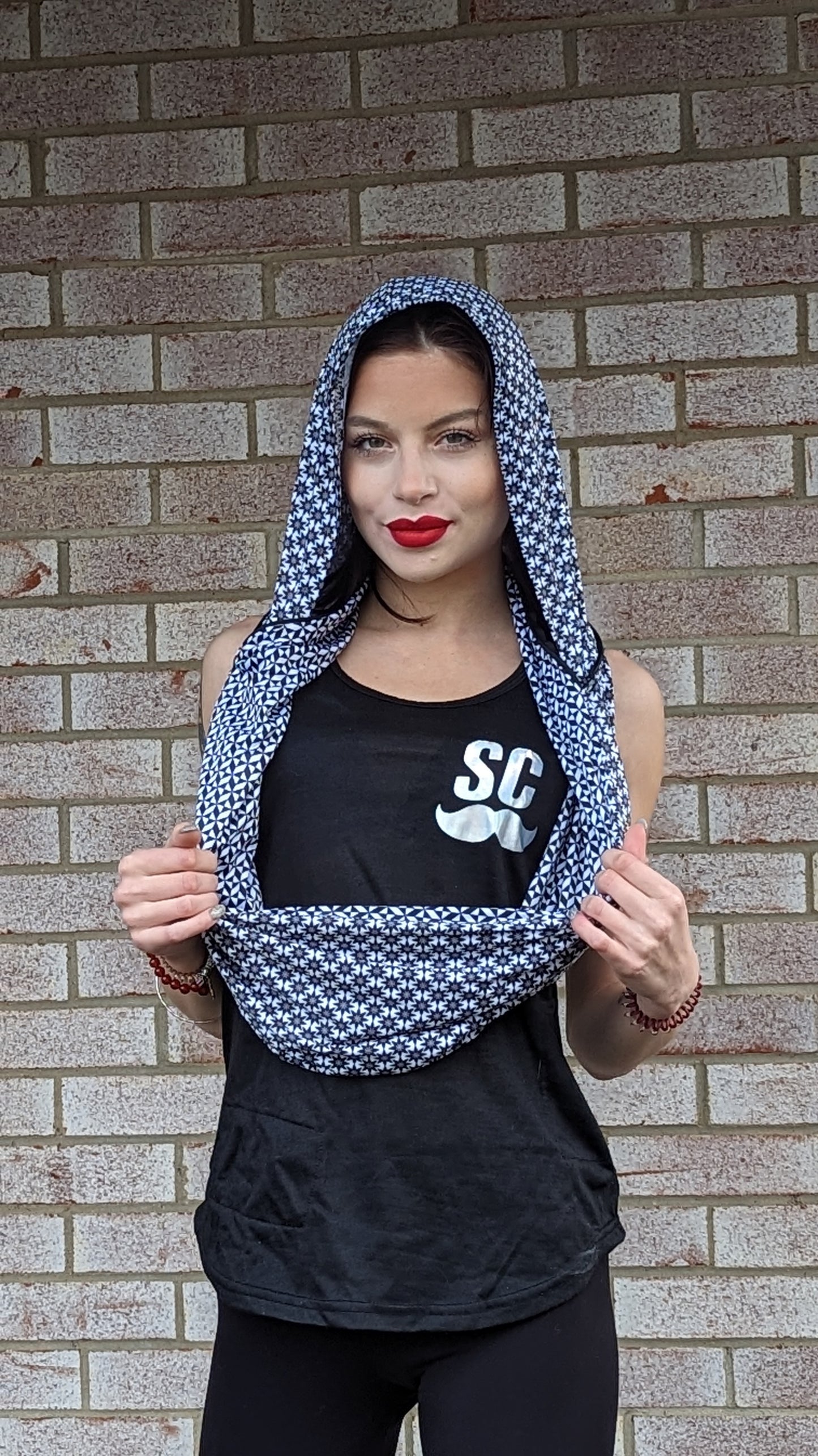 Black and white geometric art infinity scarft